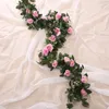 Silk Artificial Rose Vine Hanging Flowers for Wall Christmas Rattan Fake Plants Leaves Garland Romantic Wedding Home Decoration 240418