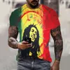 Rap Singer Printed Men's T-shirt Casual Round Neck Short Sleeved Street Hip-hop T-shirt