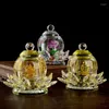 Bicchieri da vino Crystal Lotus Holy Water Cup Buddha fornisce grande tristezza mantra per ornamenti set da tè in stile cinese