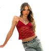 Niezdefiniowane damskie odzież zbiornikowy top kobiet plon top z czołgiem koronkowy top camis kratowy dziobowy poliester seksowny strój codzienny sml czerwony biały czarny koszulka