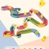 Baby Bath Toys Baby Bath Toys Slide coulissure de course en marbre Piste de course avec aspiration de bille à rouleaux de bricolage Assemblage de baignoires de salle de bain