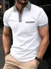 Summer Bussiness Casual Men Polo Shirts Plaid 3D Lapel Button krótkie rękawowe Topy Golf T Shirt Oversizes Men Clothing 240424