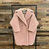 MaxMaras Coat Teddy Bear Dames Cashmere Coats Wol Winter 2024 Nieuwe Star Style Smoke Pink Fur Deeltjes Kamel Fleece Medium