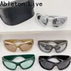 Sunglasses 2024 Big Frame Retro Oversized Cat Eye Women Trendy Wrap Around Sun Glasses Fashion Futuristic Punk Silver Shades Y2