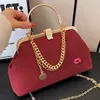 TOTES Designer Marke Frauen Cord -Lock -Lock Chic Shell Handtaschen Retro Lady Black Wine Red Messenger Taschen Abend Clutch Schulter