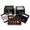 Europeiska stilklockor Fall 6/10/12 Slots Watch Storage Box Wood Organizer Fashion Present Box Men and Woman Wrist Watch Box 240425