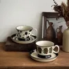 Tassen Ahunderjiaz-Bemalte Keramik Kaffeetasse und Untertassen-Set Vintage Nischenstil Haushaltsgetränke Home Dekoration