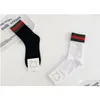 Mens Socks Luxury Designer Cotton For Men Women Red Green Letter Embroidery Black White Breathable Middle Tube Sock 2Pairs/Lot Drop De Otsri