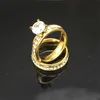 Bagues de mariage 1 paire 5 mm Titanium Crystal Set Ring Anneaux en acier inoxydable pour femmes accessoires de mariage avec CZ