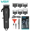 VGR Hair Clipper Bezbless Maszyna do cięcia regulowana fryzjer elektryczny wyświetlacz cyfrowy dla mężczyzn V118 240411