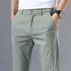 Hommes minces pantalon une couleur unie intelligente entreprise décontractée ajustement pantalon extensible des hommes pour hommes coton formel respirant 240424