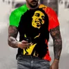 Rap Singer Printed Men's T-shirt Casual Round Neck Short Sleeved Street Hip-hop T-shirt