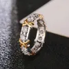 Bande de femmes Tiifeany Ring Jewelry Zircon Double Color X For Womens Cross Clored Hot Vente Engagement