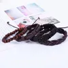 Заклинание браслеты 4pcs/Set Hippie Punk Macrame Clots Traph Brown Black Leather Wy Beads Слои Сложные обертывания