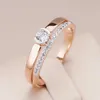 Band Rings Kinel Luxury Natural Zircon Ring for Women 585 Rose Gold Silver Mixed Set Ultra Thin Design Daily Bride Wedding Jewelry Q240427