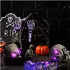 Partymasken Halloween LED Skelett Stake Dekoration Py Skelette mit Lichtern Groundbreaker Yard Friedhof Dekor Realistische Grusel SKL Dhur0