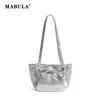 Umhängetaschen Mabula PU Leder Schmetterling Knoten Fashion Woman Tasche Silber Square Simple Ladies Handtasche Stylish Vegant Vegant