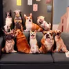 3Dかわいい人生曲げ犬のプリントスロー枕面白い犬の頭のぬいぐるみマット動物のぬいぐるみで満たされたぬいぐるみホームチャイルドギフト240424