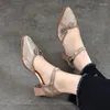 Sandalen Johnature chinesische Style Buckle Speed Toe Echtes Leder 2024 Sommer Elegante dicke Absätze Frauenschuhe