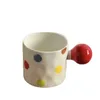 Kubki Kreatywny ręcznie rysowany kubek miłosny Śliczny okrągły uchwyt Kup Kolny Polka Dot Cup Student Water Cup kubek kubek INS J240428