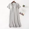 Women's Sleepwear Fdfklak Women Nightgowns Summer With Chest Pad Night Dresses M-XXL Plus Size Short Sleeve Loose Nightdress