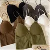 Camisoles Tanks Women Seamless Crop Top Underwear Wire Vshaped Camisole Thin Straps Striped Solid Bralette Lingerie Onepiece Tube Tops Otvww