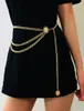 Waist Chain Coin Pendant Belt Retro Gold Belts for Women Waistbands Allmatch Multilayer Long Tassel Party Jewelry Dress1096667