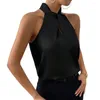 Blusas de mujer Blusa Halter BLUSIA Elegantes camisetas sin mangas de satén para mujeres con chaleco de fit de fit a imitación de seda de imitación suave