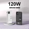 Banks d'alimentation du téléphone portable 200000mah Pack Power 120W Chargeur Super Fast Powerbank Charger portable Affichage numérique Batterie externe adaptée à l'iPhone 15 14 Samsung J2