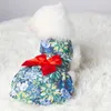 Dog Apparel Princess Dresses Girls Floral Puppy Bowknot Dress Clothes For Yorkie Female Cat Small Pets