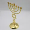 Ljushållare Hanukkah Menorahs Holder 7 Branch Antik designad bred robust basskandelabra menorah ljusstakprydnader