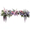 Fleurs décoratives 2,6 m de la baisse de mariage de mariage blanc violet décor artificiel arrangement de ligne de fleurs suspendus