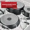 Zestawy naczyń kuchennych Inicjatywy Ceramiczny Zestaw Nonstick 14 -UCEK SAFE SAFE 350F DOT I PANE Black