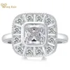 Anneaux de bande Wong Rain Classic% 925 argent sterling 6 * 6 mm Radiation Cut Citric Acid High Carbon Diamond Gemstone Exquisi bijou de bijoux de bijoux Q240427