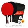 Paddles de tenis de mesa 2 raquetas 3 bolas Ping pong Jugador profesional para principiantes Juego de entrenamiento 240419