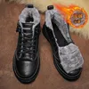 Boots Leather Men's 2024 Hiver Platforme Fur Fur Cornette courte à lacets de mode