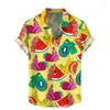 Chemises décontractées pour hommes 3D Imprimé drôle hawaïen pour les hommes Personnalité Bouton Bouton Up Top Short Soveve Surdimensia