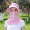 Berets Outdoor Syor Mask One Rattice Summer Heathable Face Mountain Riding Dust Hat Sunshade UV Design Zipper Nec D0Z7