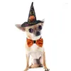 Appareils pour chiens Halloween Wizard Hat Bow Tie Set Chogs Cosplay Pet Cat Puppy Party Supplies