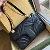 Großer marmont weißer schwarzer Designer für Frauen Herren 3 -Größen Kupplungsklappe Kamera Schulter Handbeutel Mini Leder Geldbeutel Goldkette Cross Body Tote Hüllstoffbeutel M11