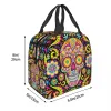 Bolsas Bolsas Méxicas Sugar Skull Day of the Dead Art Isolle Lunchs Lunchs Mulheres Resuscitora Térmica Cooler Alimentos Lunch Bogue ao ar livre Viagem