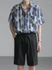 Herren lässige Hemden Harajuku Muster bedruckte Männer Kurzarm geknöpfte Revershemd 2024 Frühlings Sommer Freizeit Herren Streetwear Streetwear
