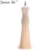 Vestidos de festa Moda Halter Dress Gold Night Dress Real