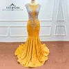 Partykleider sexy goldene Abschlussballkleid Perlen Edelsteine Mieder Illusion Sparking Pailletten Kleider Meerjungfrau bodenlangen Rock Formal