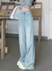 Jeans pour femmes Cotvotee High Waited for Women 2024 Fashion Vintage Burr Loose Chic Streetwear Ligne