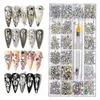 2500pcs Luxury Shiny Diamond Nail Art RhinestonesBox Mixed AB Glass Nail Crystal Gem 21 Grids1pcs Pick Up Pen Kit Nail Decor 240426