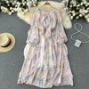 Abiti casual Ladies Chiffon Floral Long Dress Summer Fairy Elegant Robe Fashion Trends Women Abshing Autumn Vestidos