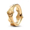 Clusterringen Authentieke 925 Sterling Silver Sparkling Gold Dragon met rode kristallen ring voor vrouwen Gift Fashion Jewelry