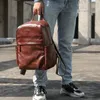 Rugzak echte lederen heren retro laptop tas schoolbag vrijetijds eerste laag koe computer reizen backpacks