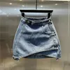Rokken 2024 Zomer denimrok voor vrouwen strakke fit wrap hip a-line half mini short sexy meisjes streetwear Koreaanse mode kleding